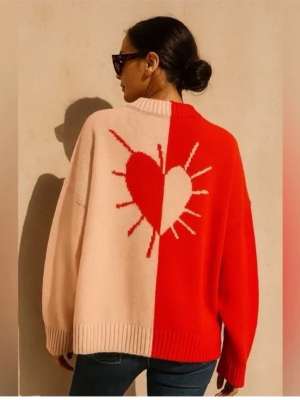 Kerri Rosenthal XOKR Color Blocked Sunburst V-neck Sweater XSmall